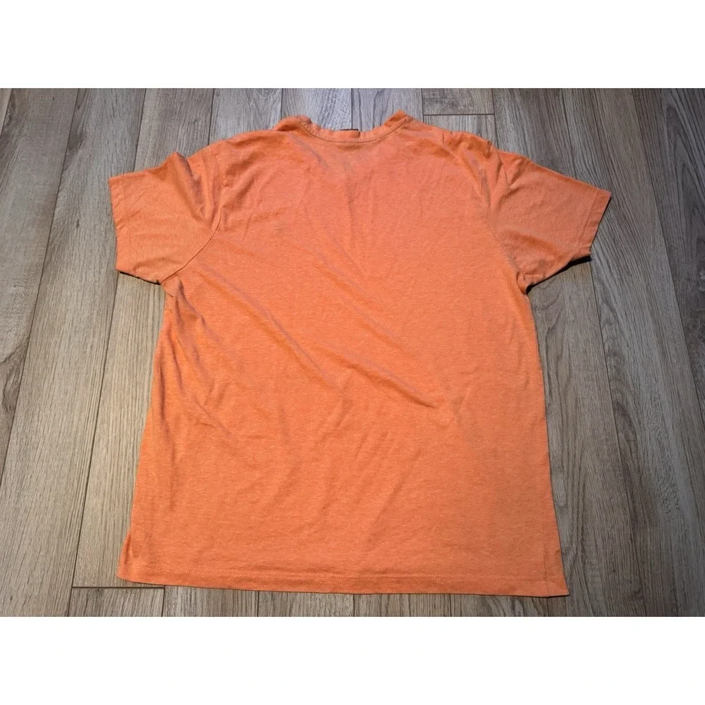 US‎ Polo Assn Mens V-Neck T-Shirt Large Orange Heathered Short Sleeve Logo